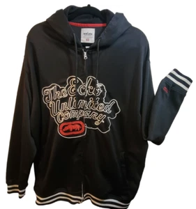 Vintage The Ecko Unlimited Company Black Red Varsity Jacket 90's Style Hoodie XL - Picture 1 of 6