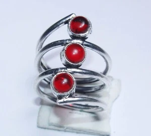 Red Onyx Round Shape Gemstone Handmade Ring Jewelry Ring Size 10 Inches - Picture 1 of 5
