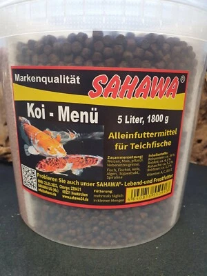 SAHAWA® Koi Menü 5L Eimer = 1800 g 4 getrennte Sorten für große und kleine Fische 3-6 mm