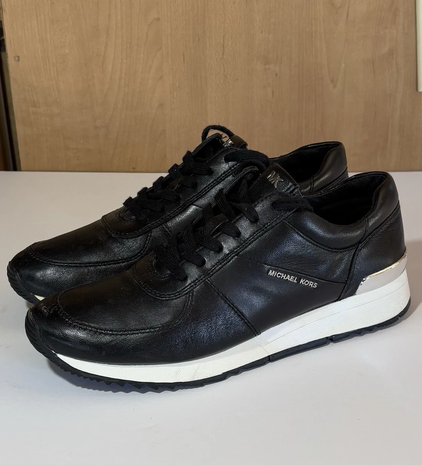 Michael Kors Womens MK black / silver Leather Casual Sneakers Size 9 - Image 1 of 4