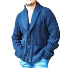 Mens Warm Top Coat Jumper Sweater Shawl Neck Thick Cable Knit Button Up Cardigan