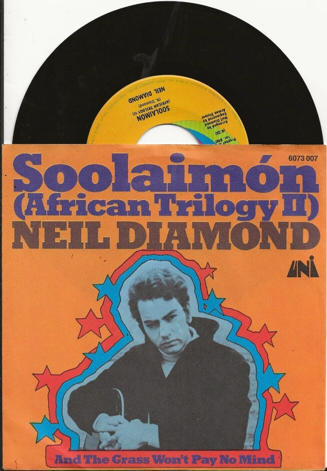 NEIL DIAMOND SOOLAIMON ORIGINAL 1970 SINGLE FROM GERMANY, FAB PIC SLEEVE, MINT - Image 1 of 1
