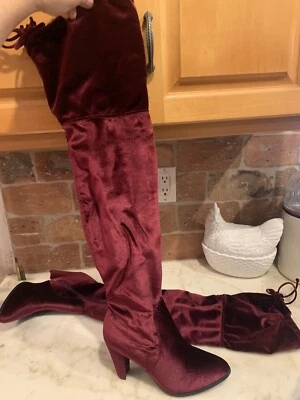 Bota de terciopelo por encima de la rodilla Catherine Melandrino velva talla 8,5 nueva con caja Foto 1 de 4