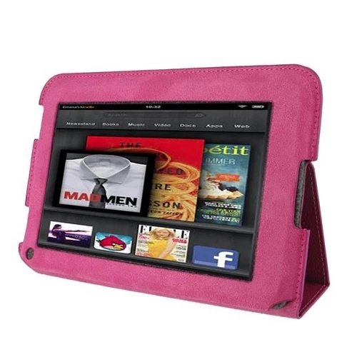 rooCASE for Amazon Kindle Fire 7 - Ultra-Slim Leather Folio Case (Magenta - Sing - Image 1 of 4