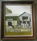 signed H. Hargrove Framed Serigraph Oil Painting FARM OF CEDAR CREEK barn 20x24