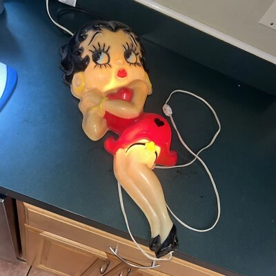 Vintage Betty Boop Wall Hanging Light Lamp Blow Mold Sculpture Plastic 24” × 10" - Image 1 of 4