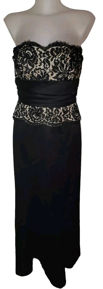 Maxi Vestido De Colección Jim Hjelm Talla 8 Para Mujer Negro Floral Encaje Bustier Bruja Capricho Foto 1 de 4