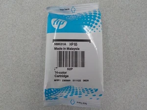 HP 65 Tri Color Cartridge New Genuine Ink N9K01A 52P MYP1 230500 211122 0829 NIP - Picture 1 of 6