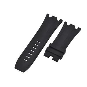 30mm Black Rubber Watch Strap For Audemars Piguet Royal Oak 44 Grip Tang Buckle - Picture 1 of 6