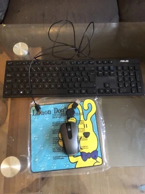 ASUS AW211 wired USB keyboard & Polaroid Pull String Mouse + Mat Set. See Descri - Image 1 of 4