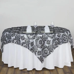 6 pcs 60"x60" Damask Flocked TABLE OVERLAYS Party Wedding Reception Linens SALE - Picture 1 of 6
