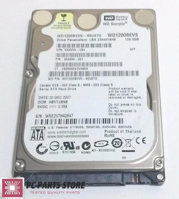 Western Digital 120GB 2.5 WD1200BEVS-60UST0 2061-701499-600 AB FOR PARTS/REPAIR - Image 1 of 4
