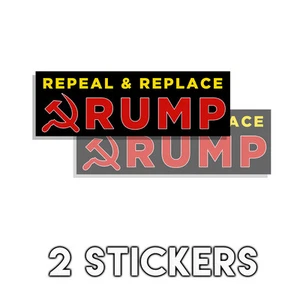 ANTI TRUMP Derogación y Reemplazo Calcomanía Negra Demócrata Paquete de 2 D& - Imagen 1 de 2