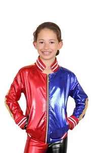 Kids Joker Jacket Girls Property of Joker Red Blue Shiny Halloween Party Costume - Picture 1 of 6