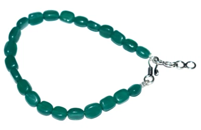 925 Plata de Ley 20.3cm Cuerda Pulsera Verde Onix Piedra Liso Ovalado Cuentas - Imagen 1 de 4