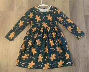 New Boutique Girls 6/7 Green Holiday Dress With Gingerbread Men & Candy Canes - Picture 1 of 8