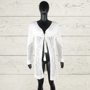 ELISA CAVALETTI OPEN KNIT Chunky White Drape Cardigan Dress 12 10 M L Overdress - Picture 1 of 24