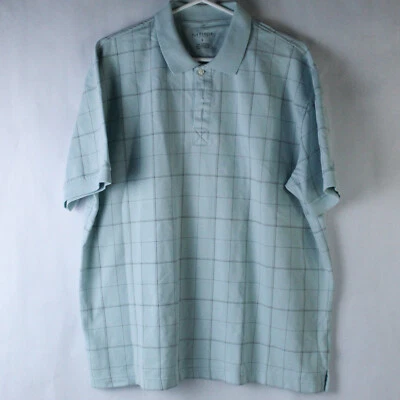 Van Heusen Polo Hombre Talla L Azul Bebé Marrón Cuadros Manga Corta - Imagen 1 de 4