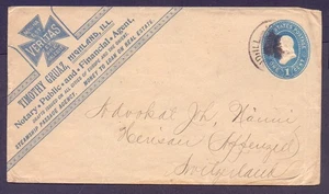 United States postal sationary 1 cts with " Veritas ...." Privat print to Suisse - Picture 1 of 4
