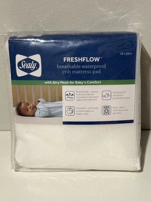 Almohadilla de colchón impermeable transpirable Sealy Fresh Flow para bebé, NUEVA en paquete Foto 1 de 4