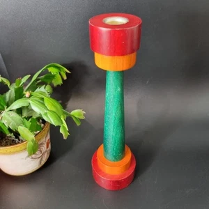 Candelabro de madera vintage estilo monóculo Ikea Memphis años 90 11 pulgadas de alto - Imagen 1 de 7