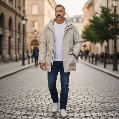 Chaqueta Parka Lands End Vintage Expedition Down Para Hombre - Beige - XL - Sin Capucha Foto 1 de 4