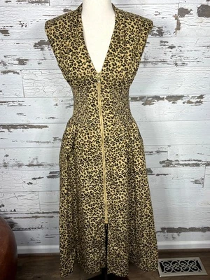 POR ANTHROPOLOGIE El Vestido Tommy Manga Gorra Cremallera Frontal Estampado Leopardo Talla S Nuevo con Etiquetas Foto 1 de 4