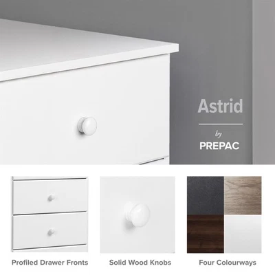 Prepac Astrid 47.5 in. 6-Drawer Engineered Wood Double Dresser in White - Image 1 of 4