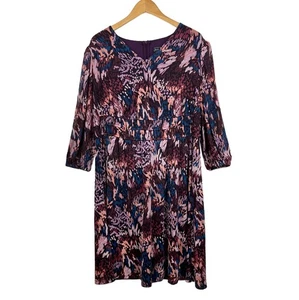 Womens Jessica Howard Size 14W Abstract Print Dress Sheer Sleeve Purple - Picture 1 of 8