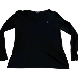 Camiseta deportiva negra manga larga Ralph Lauren para mujer talla grande - Imagen 1 de 10