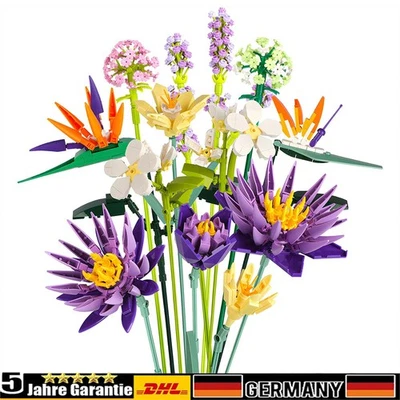 MARKENLOS 891Tlg Klemmbaustein Set Künstliche Blumen Pflanzen Baustein Bausatz Geschenk
