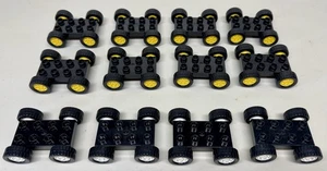 Lego Duplo Lot (12) 4x2 2x4 Black Yellow White Wheels Car Base Chassis Pieces - Picture 1 of 4