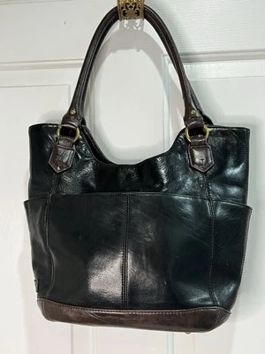 Bolso de Hombro Tignanello Cuero Negro Y Marrón Hecho por el Hombre Borde Bloque de Color Foto 1 de 4