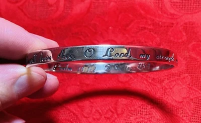 Sterling Silver 925 Religious Bangle Bracelet Psalm 18:1-2 by SR USA 18.8 Grams - Image 1 of 4