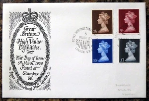 GB 1969 Machin High Value FDC (4) with Stampex Hand Stamp Used GS914 - Picture 1 of 1