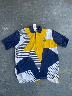 VTG 90s Sea Palms by Hartwell Polo Norte Dame AOP Collared Shirt Mens Sz LG - Image 1 of 4