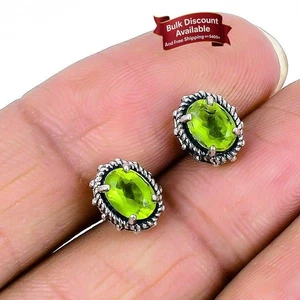 August Natural Peridot Faceted Wedding Stud Black Friday New Earrings 925 Silver - Picture 1 of 7