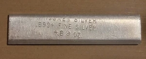 Barra de plata vintage Kingsmen de 4,89 OZ plata fina .999 ¡RARA cortina como nueva, Utah! - Imagen 1 de 4