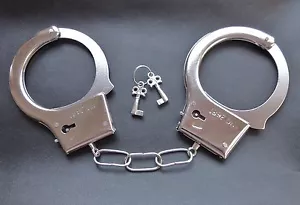 Handschellen mit 2 Schlüsseln und Sicherheitshebel Handfesseln verstellbar NEU - Bild 1 von 1