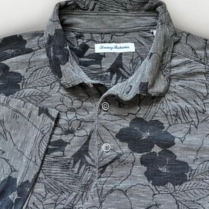 Tommy Bahama Poloshirt Herren Large Allover Blumen Blüten Tencel schwarz - $ 99 - Bild 1 von 13