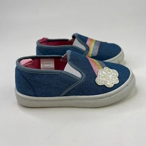 Sneakers slip on bambina taglia 8 blu con arcobaleno e nuvole scarpe causali - Foto 1 di 7