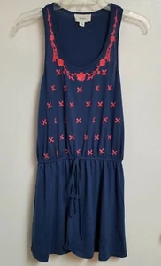 Womens En Creme Blue Floral Sleeveless Boho Summer Mini Dress sz S - Picture 1 of 4