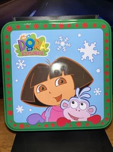 DORA the EXPLORER CHRISTMAS TIN with FRIENDS ORNAMENTS 2003 NEW TIN Swiper Boots - Picture 1 of 7