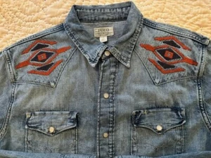 Ralph Lauren Polo Denim Patchwork Aztec Sportsman Embroidered Western Shirt 2XL - Picture 1 of 16