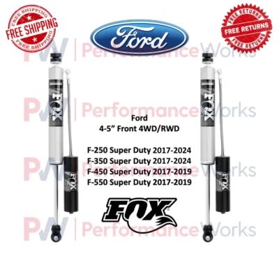 Fox 2.0 Shock Pair For 17-24 F-250 F-350 17-19 F-450 F-550 SD Front 4-5" Lift - Image 1 of 4