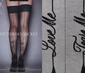 Victoria's Secret Stockings Lace Top Thigh Highs Pantyhose Black "Love Me" S - Picture 1 of 1