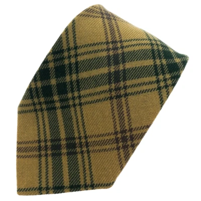 CHRISTIAN LACROIX Wool Necktie Golden Tan & Green Plaid Wide 57.5 in. x 3.75 in. - Image 1 of 4