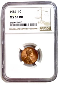 1986 penny MS 63 RD NGC certified  - Picture 1 of 2