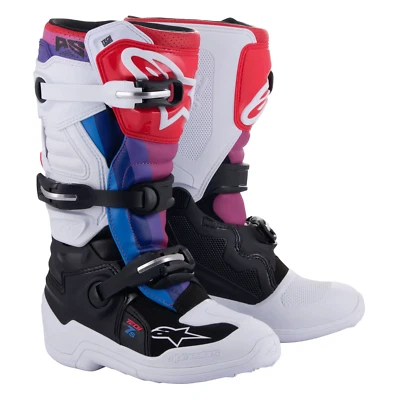 Botas Alpinestars Tech 7S Youth MX - blancas/negras/arco iris - talla 6 Foto 1 de 4
