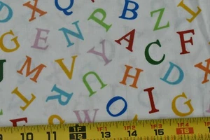 17" Long, Colorful Alphabet on Cream Quilt Cotton, Red Rooster/Brown, P6440 - Picture 1 of 7
